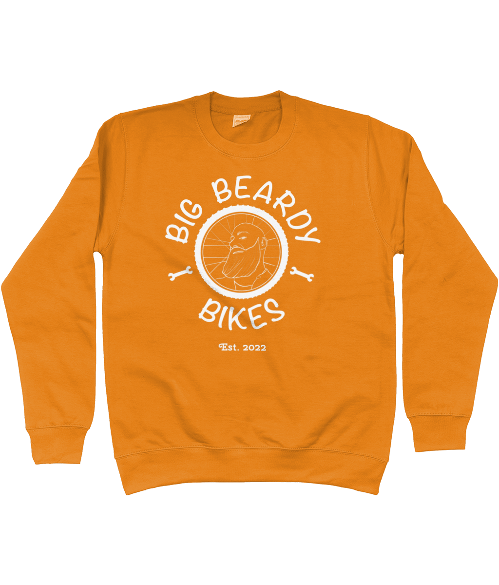 Big beardy bicycle mechanic AWDis Sweatshirt pumpkin pie - White Logo