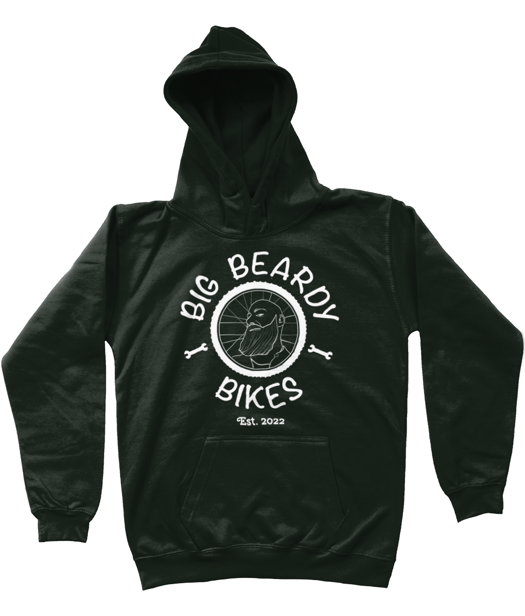 Big beardy bicycle mechanic AWDis Kids Hoodie charcoal - White Logo