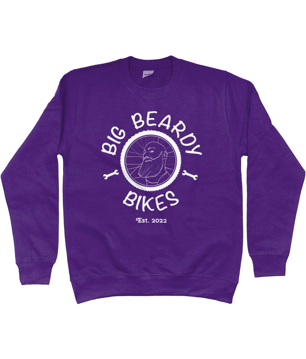 Big beardy bicycle mechanic AWDis Kids Sweatshirt purple - White Logo