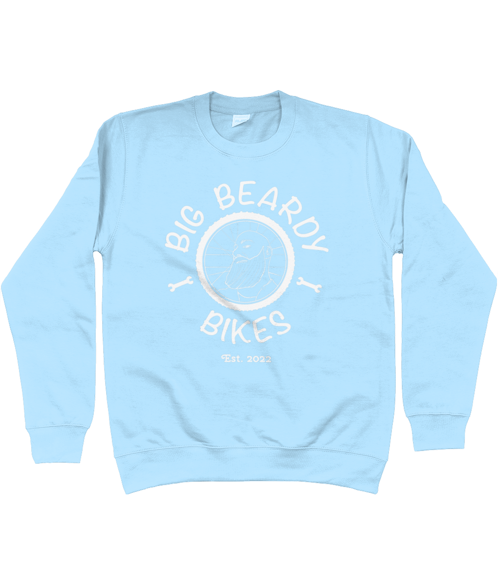 Big beardy bicycle mechanic AWDis Kids Sweatshirt sky blue - White Logo