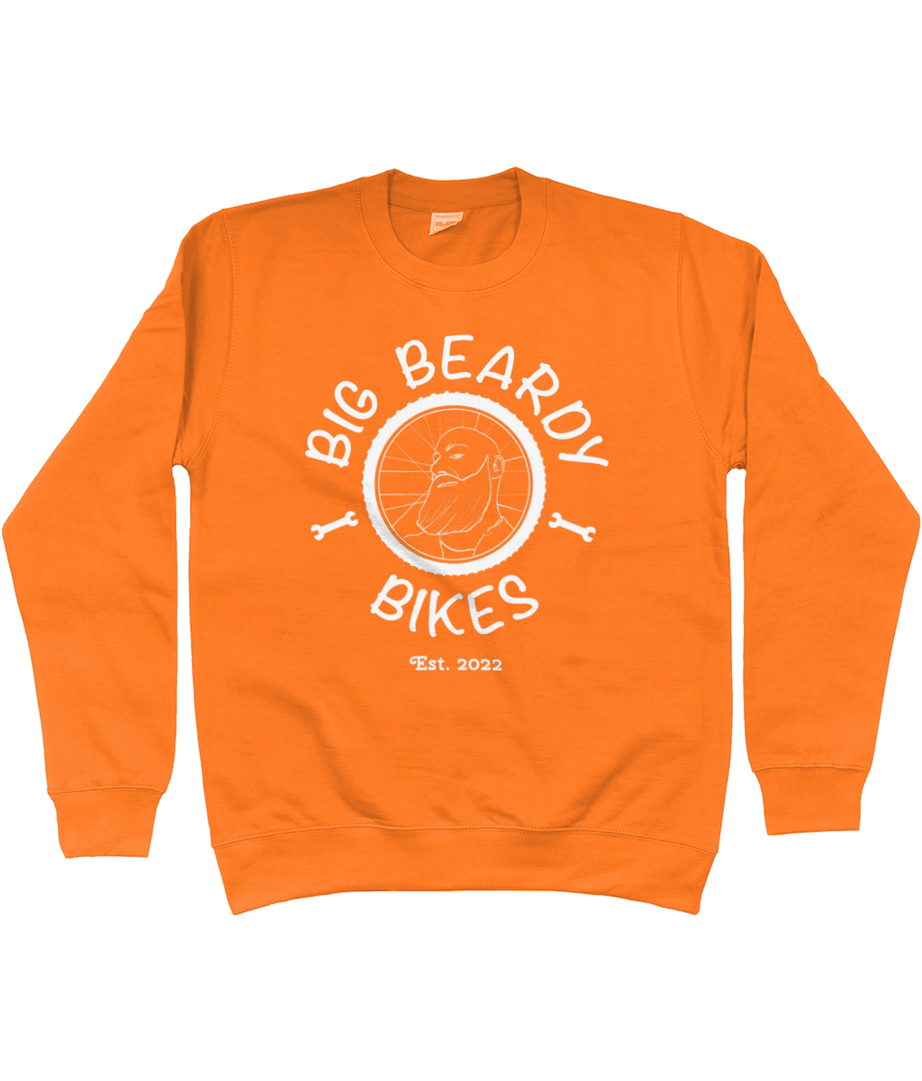 Big beardy bicycle mechanic AWDis Kids Sweatshirt orange crush - White Logo