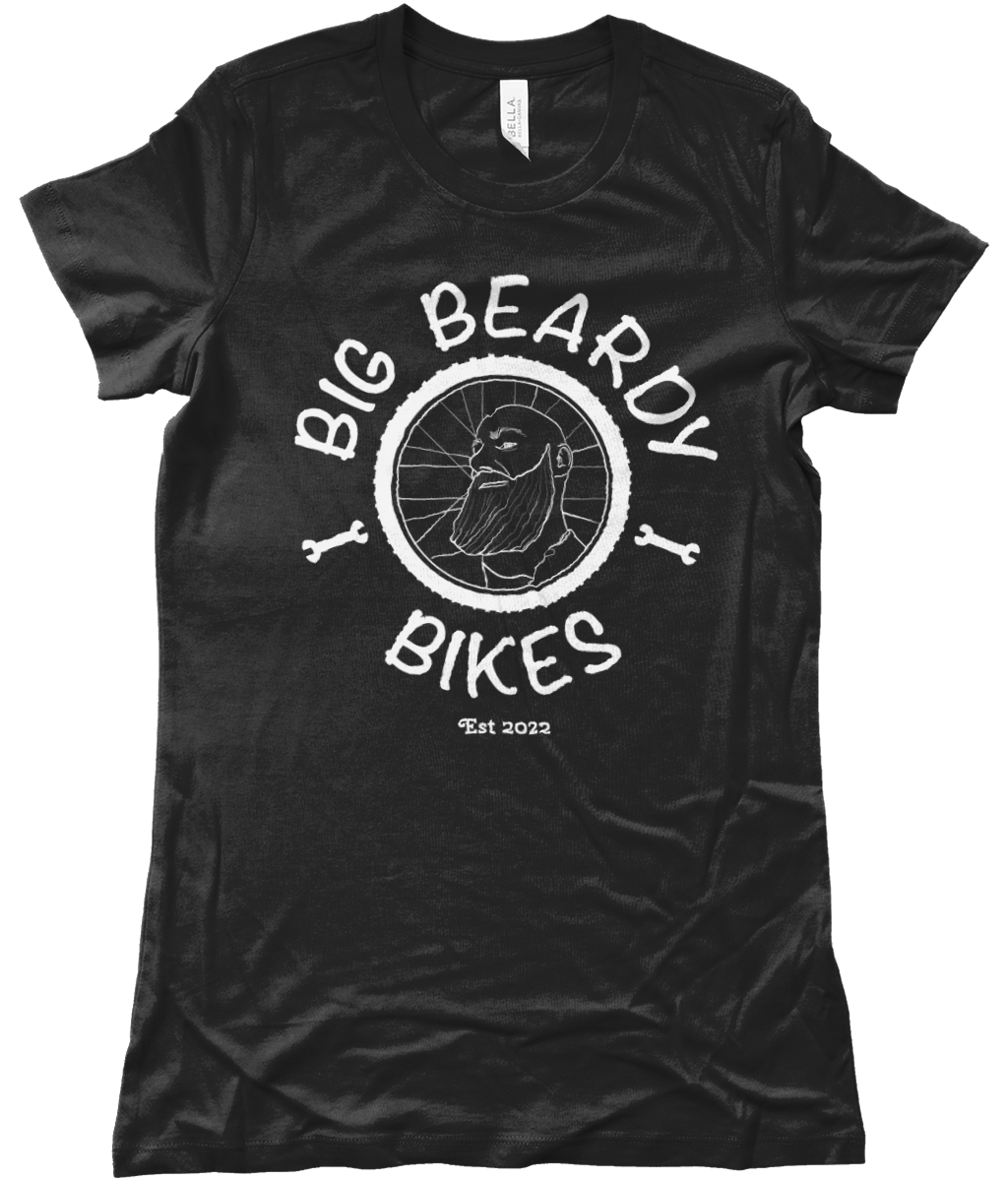 Big beardy bicycle mechanic Bella The Favourite T-Shirt black - white Logo