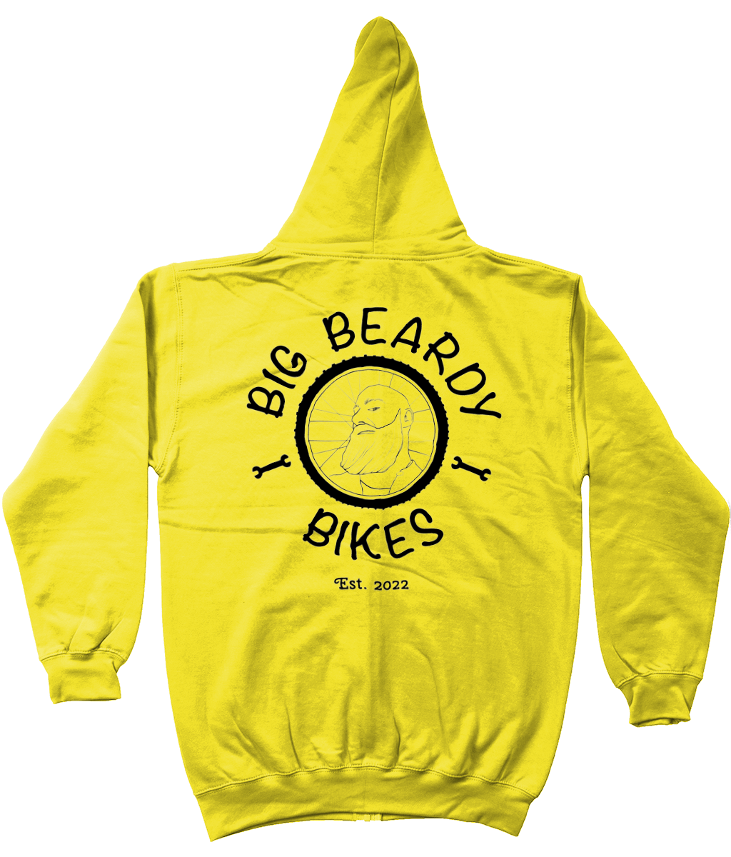 Big beardy bicycle mechanic AWDis Zoodie sun yellow - Black Logo