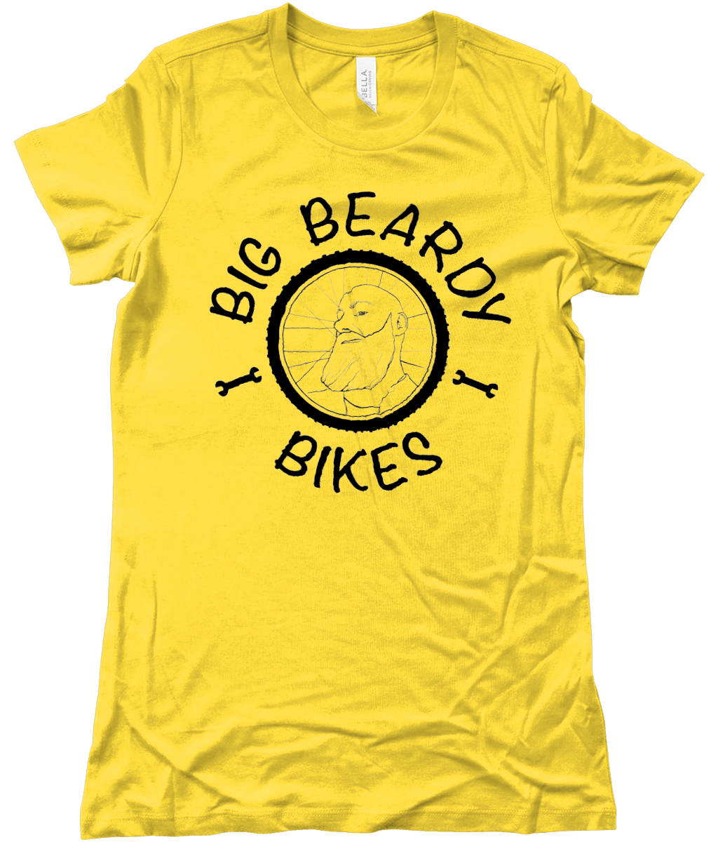 Big beardy bicycle mechanic Bella The Favourite T-Shirt yellow - Black Logo