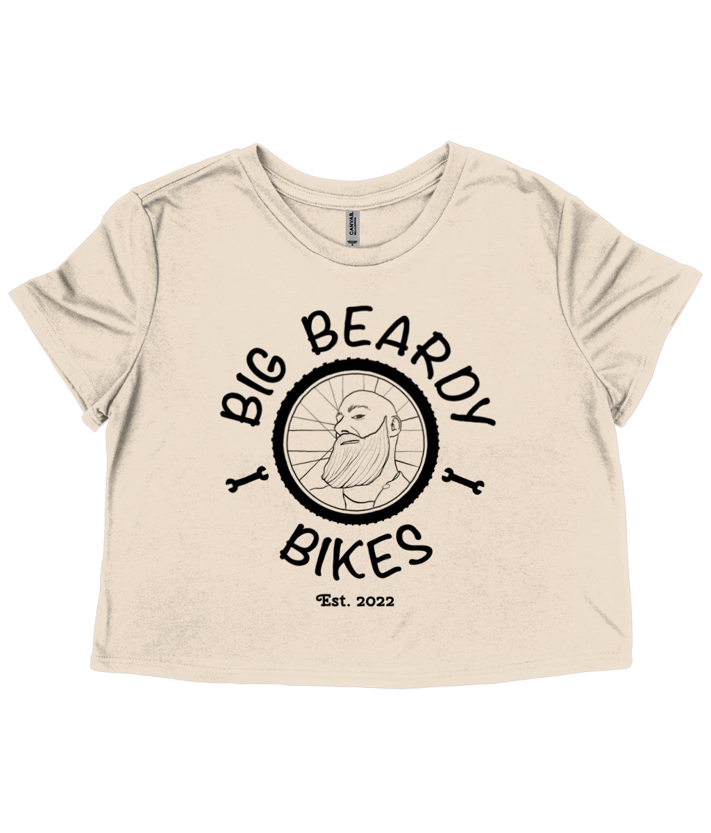 Big beardy bicycle mechanic Bella Ladies Flowy Cropped T-Shirt heather dust - Black Logo
