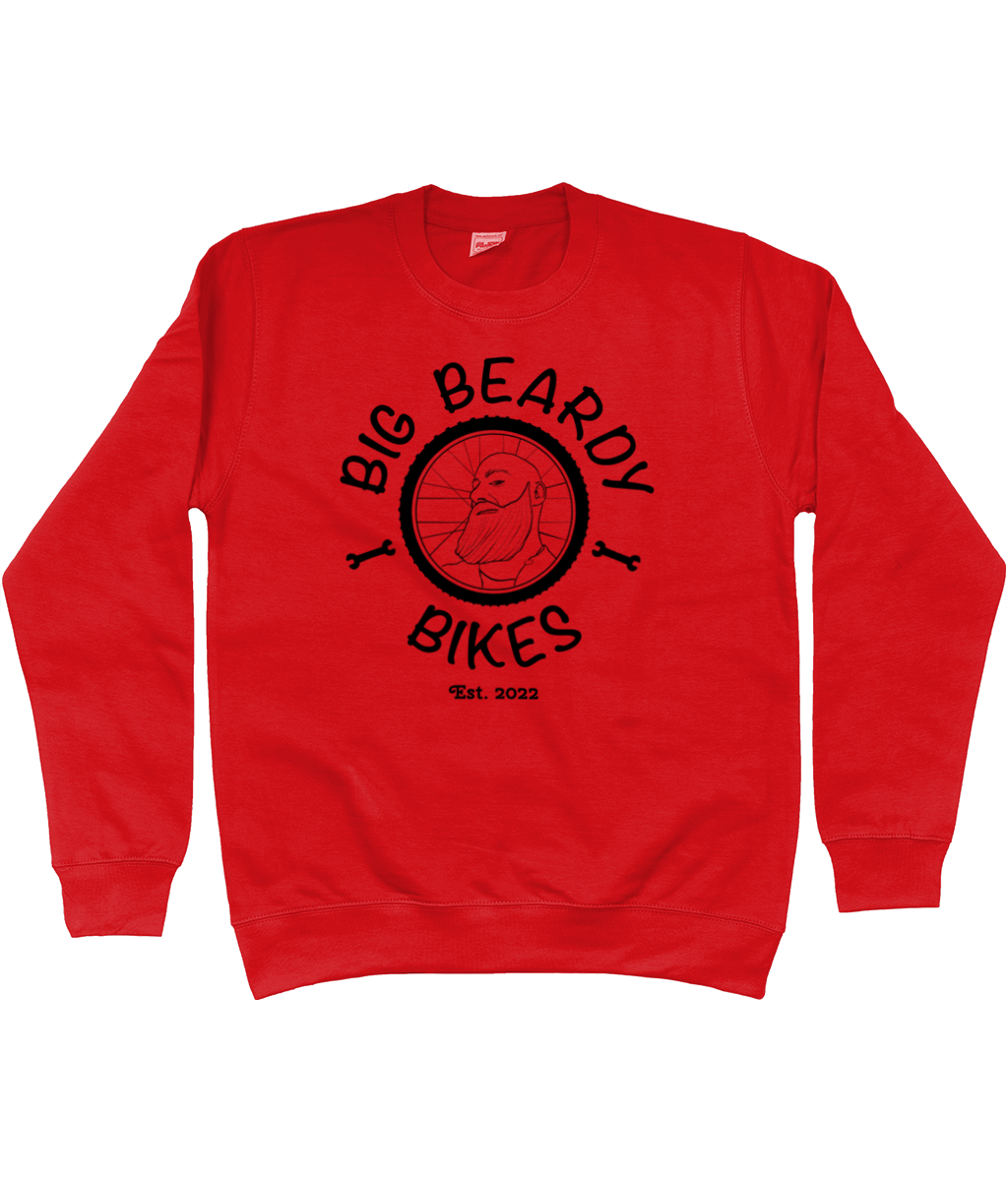 Big beardy bicycle mechanic AWDis Sweatshirt fire red Black Logo