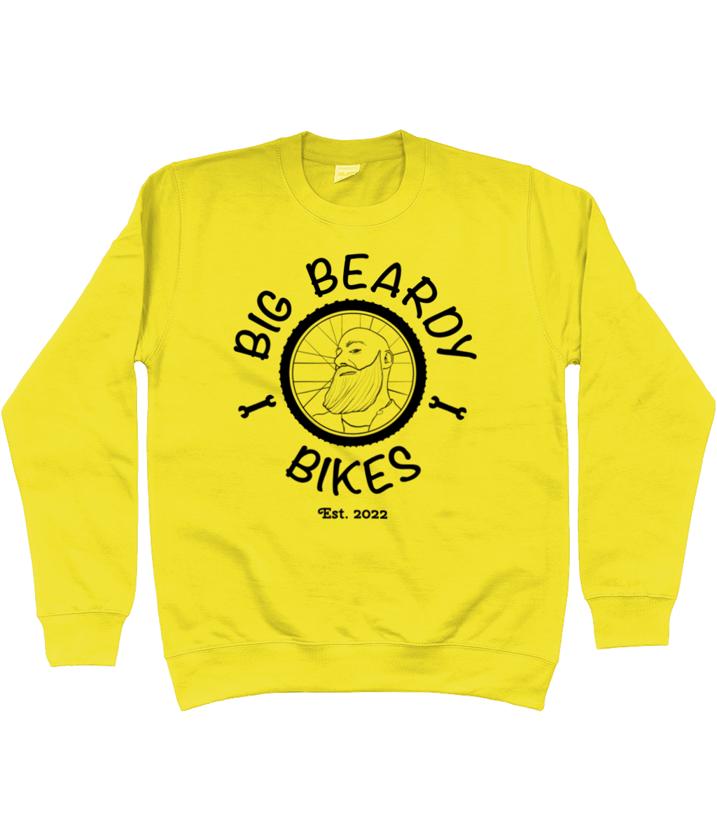 Big beardy bicycle mechanic AWDis Kids Sweatshirt sun yellow - Black Logo