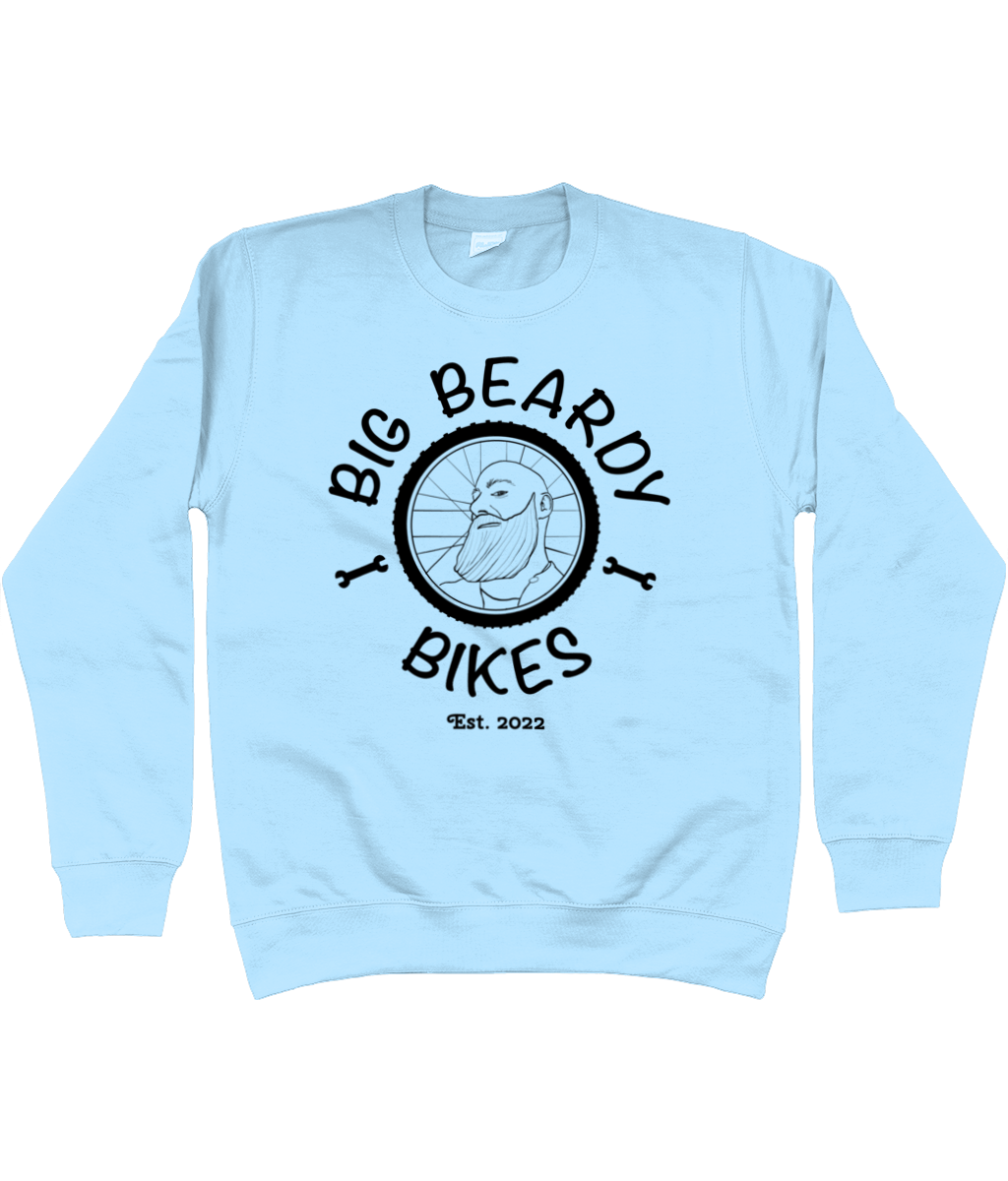 Big beardy bicycle mechanic AWDis Kids Sweatshirt sky blue - Black Logo