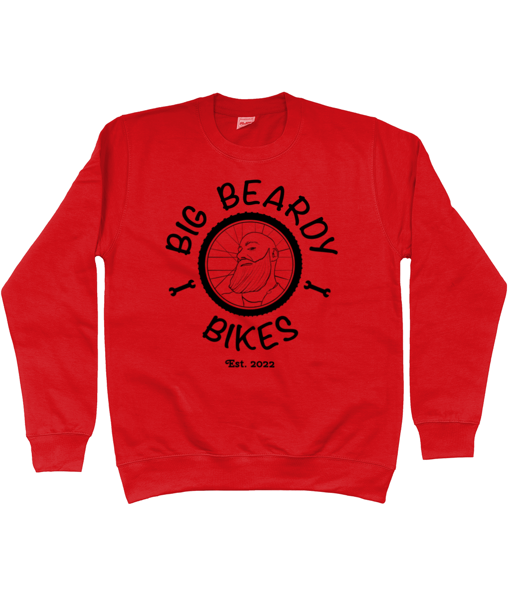 Big beardy bicycle mechanic AWDis Kids Sweatshirt fire red - Black Logo
